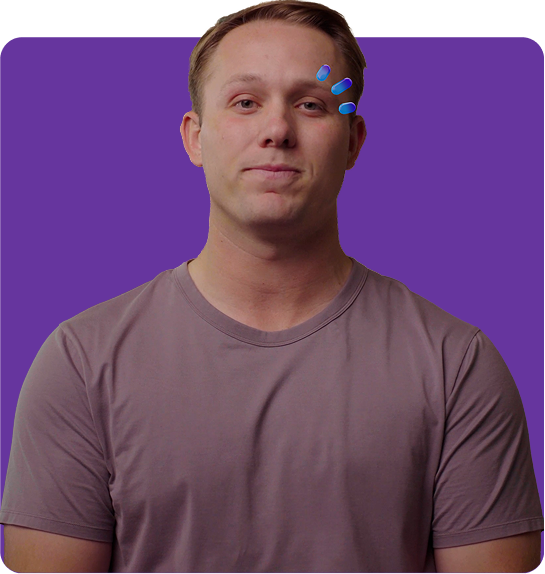 Image of Zach with three drops above his eye