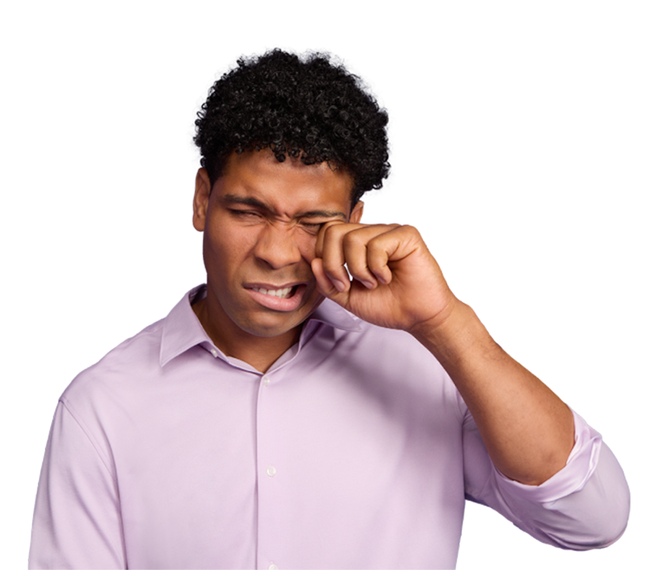 Man in discomfort rubbing his eye