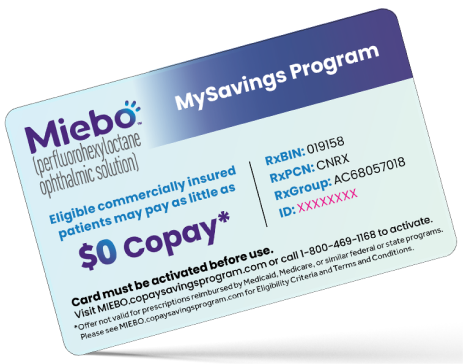 Miebo MySavings Program copay card 